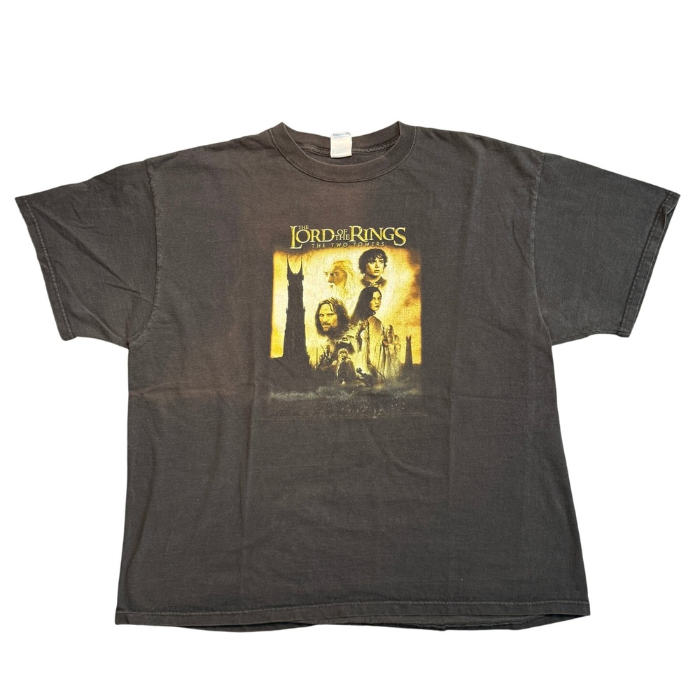 Vintage Lord of the Rings The Two Towers T-Shirt Mens 2XL Black Movie Promo